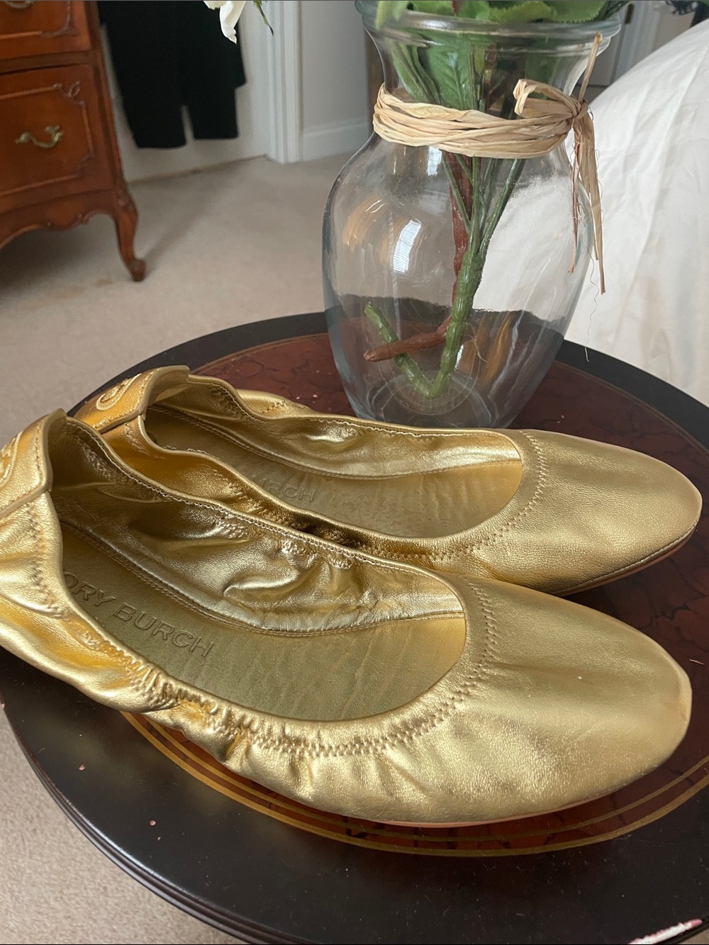 Tory Burch Metallic Gold Ballet Flats